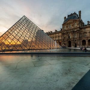 The Louvre Museum is one of the world's largest museums and a historic monument. A central landmark of Paris, France.